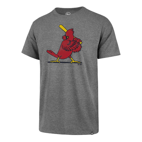 St. Louis Cardinals 47 Brand Grey med Distressed Logo Throwback Club SS T-shirt - Sporting Up