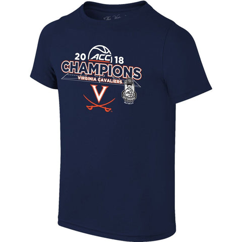 Virginia cavaliers 2018 acc champions du tournoi t-shirt de vestiaire bleu marine - sporting up