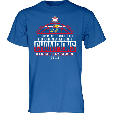 T-shirt bleu des vestiaires des champions du tournoi Big 12 des Kansas Jayhawks 2018 - Sporting Up