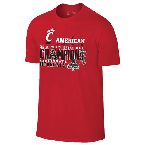 T-shirt rouge du vestiaire des champions du tournoi AAC des Bearcats de Cincinnati 2018 - Sporting Up