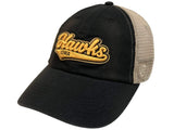Iowa Hawkeyes TOW Black with Tan Mesh Adjustable Snapback Slouch Hat Cap - Sporting Up
