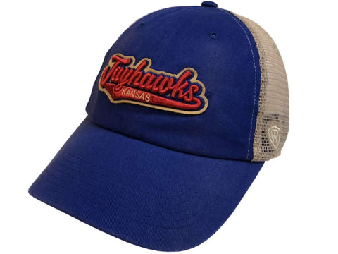 Kansas Jayhawks TOW Blue with Tan Mesh Adjustable Snapback Slouch Hat Cap - Sporting Up