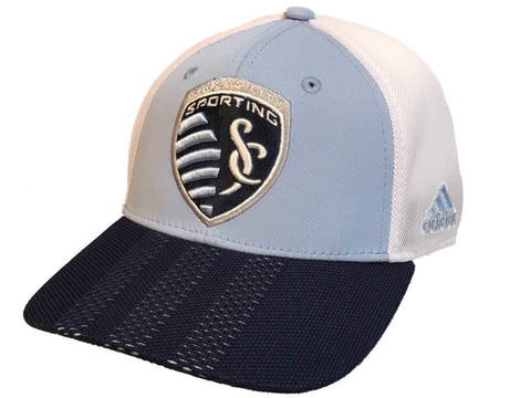 Sporting Kansas City Adidas Tri-Tone Authentic Structured Mesh Snapback Hat Cap - Sporting Up