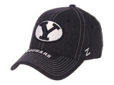 BYU Cougars Zephyr Dark Navy "Center Court" Structured Fitted Hat Cap - Sporting Up