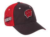 Wisconsin Badgers Zephyr Dark Gray Red Mesh "Homecoming" Snapback Slouch Hat Cap - Sporting Up