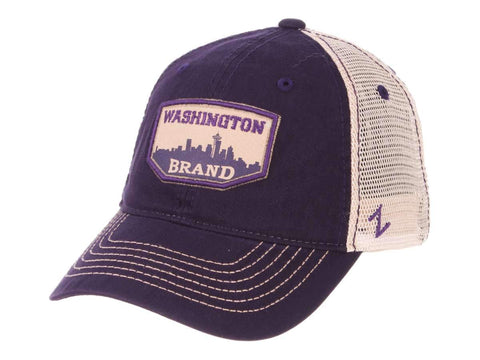 Washington huskies zephyr lila "varumärke" skyline mesh adj. slouch hat cap - sporting up