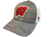 Wisconsin Badgers TOW Gray w White Mesh "Warmup" Structured Snapback Hat Cap - Sporting Up