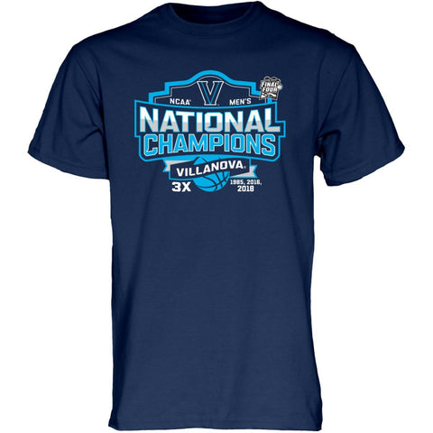 Shop Villanova Wildcats 3-Time 2018 NCAA Men's Basketball National Champions T-Shirt - Sporting Up