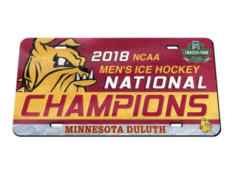 Plaque d'immatriculation miroir en cristal des quatre champions congelés des Bulldogs duluth du Minnesota 2018 - faire du sport