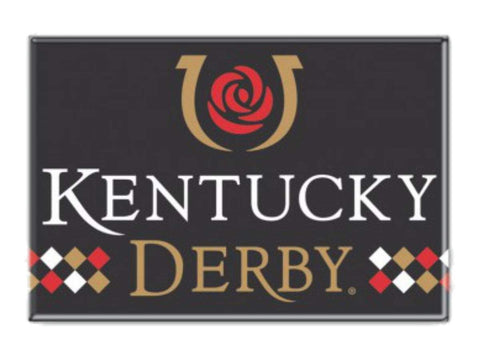 Shop 2018 Kentucky Derby Churchill Downs Black Red Tan Metal Refrigerator Magnet - Sporting Up