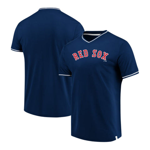 Boston red sox fanatics marinblå äkta klassiker jerseyskjorta med v-ringad - sportig