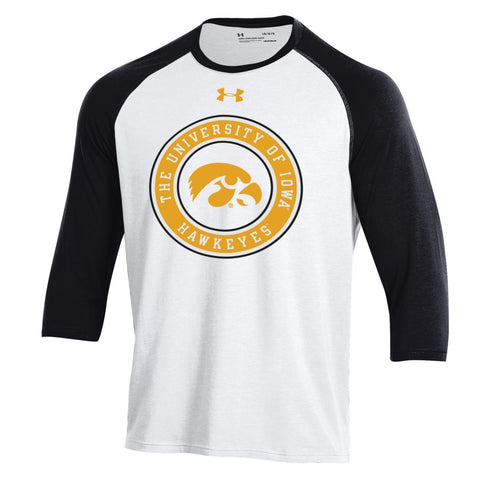 Kaufen Sie „Iowa Hawkeyes Under Armour“-Baseball-T-Shirt mit lockerem Heatgear in Weiß und Schwarz – sportlich