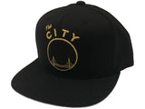 Golden State Warriors Mitchell & Ness Black & Gold Snapback Flat Bill Hat Cap - Sporting Up