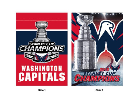 Shop Washington Capitals 2018 NHL Stanley Cup Champions Trophy 2-Sided Vertical Flag - Sporting Up