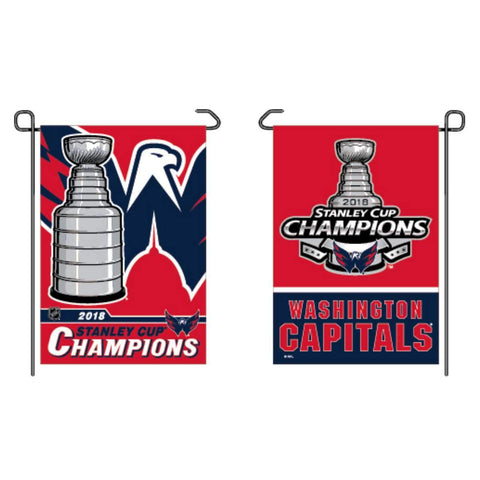 Shop Washington Capitals 2018 NHL Stanley Cup Champions Trophy 2-Sided Garden Flag - Sporting Up