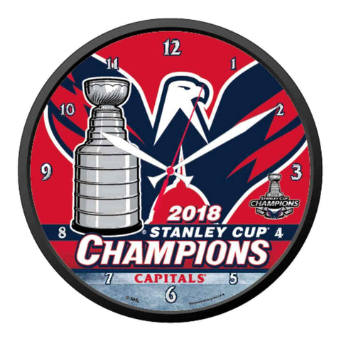 Shop Washington Capitals 2018 NHL Stanley Cup Champions Team Colors Round Wall Clock - Sporting Up
