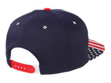 United States "USA" Flag Fourth of July Zephyr Navy Snapback Flat Bill Hat Cap - Sporting Up