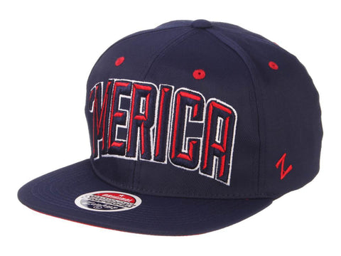 USA USA Flagga 'MERICA Fourth of July Zephyr Navy Adj. Flat Bill Hat Cap - Sporting Up