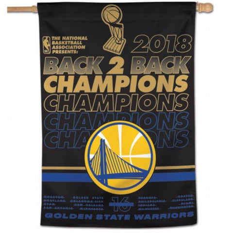Shop Golden State Warriors 2018 NBA Finals Champions Back to Back Vertical Flag - Sporting Up