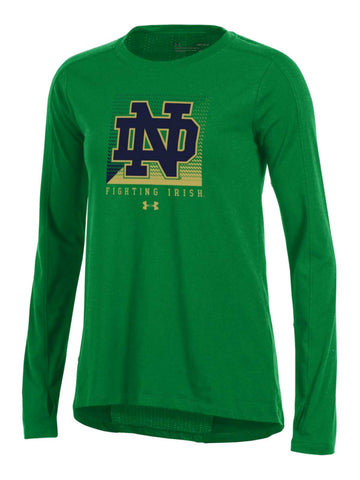 Shoppen Sie das Notre Dame Fighting Irish Under Armour Damen-Langarm-T-Shirt mit Netzrücken – sportlich