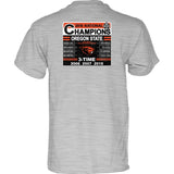 T-shirt gris des castors de l'État de l'Oregon 3 fois 2006 2007 2018 cws champions - sporting up