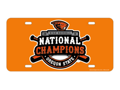 Oregon State Beavers 2018 NCAA CWS Champions Acrylic Mirror License Plate Cover - Sporting Up