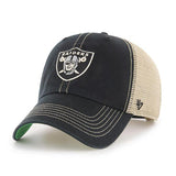 Oakland Raiders 47 Brand Black Trawler Clean Up Mesh Snapback Slouch Hat Cap - Sporting Up