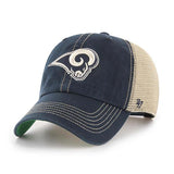 Los Angeles Rams 47 Brand Navy Trawler Clean Up Mesh Snapback Slouch Hat Cap - Sporting Up