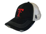 Texas Tech Red Raiders Retro Brand Black Vintage Worn Mesh Back Snapback Hat Cap - Sporting Up