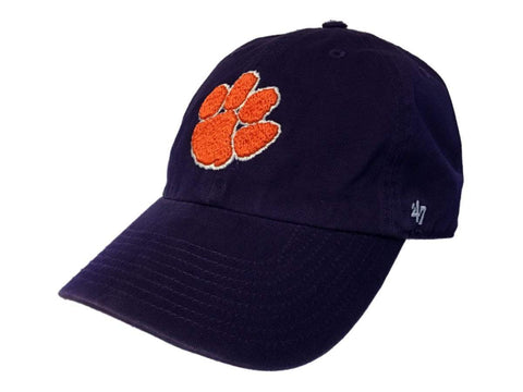 Shop Clemson Tigers 47 Brand Purple Clean Up Adjustable Strapback Slouch Hat Cap - Sporting Up