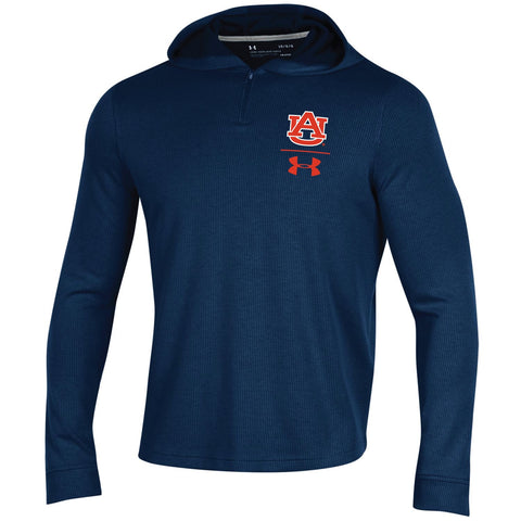 Shop Auburn Tigers Under Armour Navy 1/4 Zip Up Loose Sideline Waffle Hoodie Pullover - Sporting Up