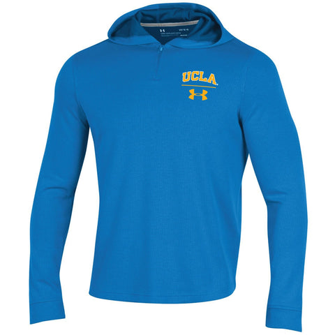 Handla ucla bruins under pansar krutdurk blå 1/4 zip sidlinje våffla hoodie pullover - sportig upp