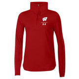 Wisconsin Badgers Under Armour WOMEN'S Red 1/2 Zip HeatGear Sideline Pullover - Sporting Up