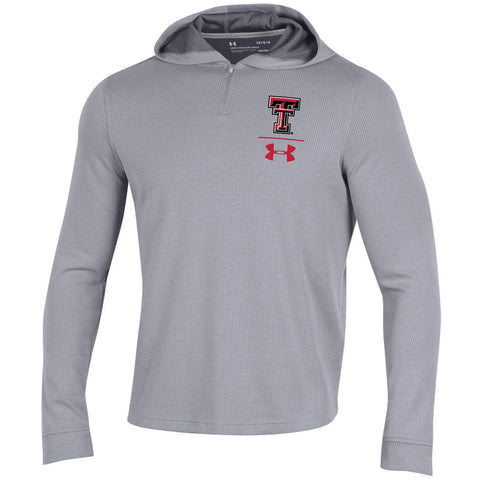Handla texas tech red raiders under armor grey 1/4 zip sideline våffla hoodie pullover - sportig upp
