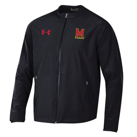 Maryland terrapins chaqueta de calentamiento de línea lateral de tormenta con cremallera completa negra under armour - sporting up