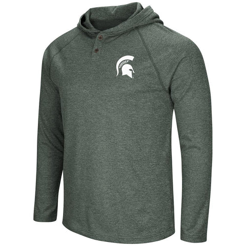 Michigan State Spartans Colosseum Green LS T-shirt Henley à capuche - Sporting Up