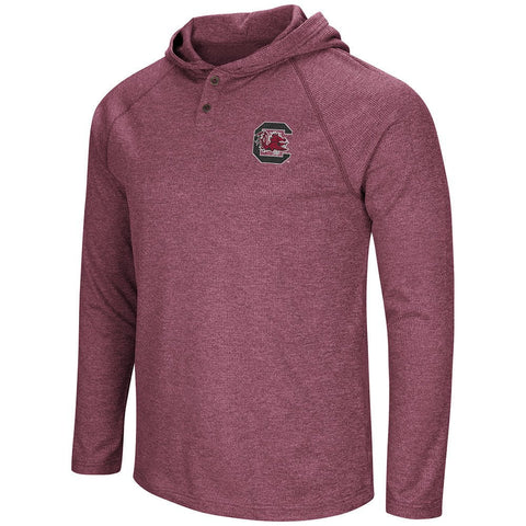 Shop South Carolina Gamecocks Colosseum Red LS Hooded Henley T-Shirt - Sporting Up