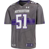 Northwestern wildcats under armour gris # 51 réplica de camiseta de fútbol lateral - luciendo deportivo