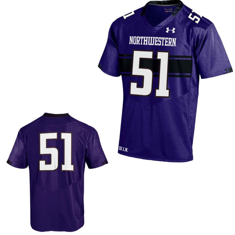 Compre réplica de camiseta de fútbol de la línea lateral de los Northwestern Wildcats under armour purple # 51 - sporting up