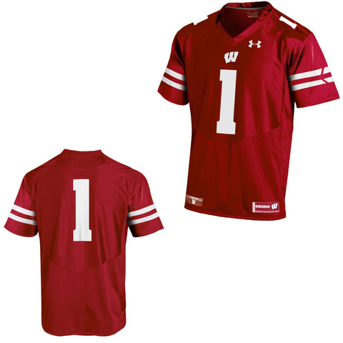 Shop Wisconsin Badgers Under Armour Red #1 Sideline Replica Football Jersey - Sporting Up