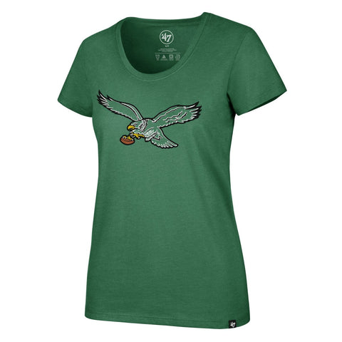 Shop Philadelphia Eagles 47 Brand WOMEN'S Kelly Green Imprint Club Scoop Neck T-Shirt - Sporting Up