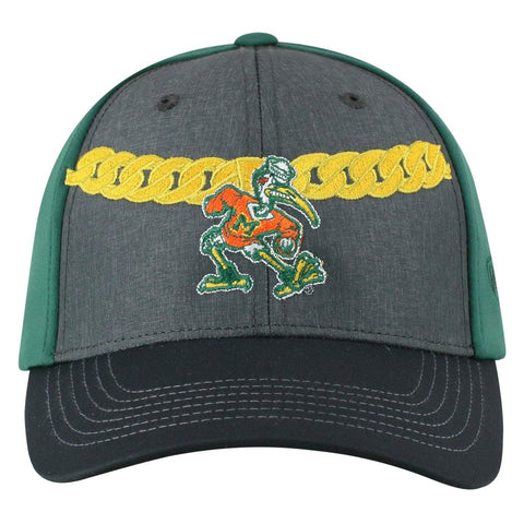 Miami Hurricanes TOW Tri-Tone "Turnover Chain" Structured Adj. Hat Cap - Sporting Up
