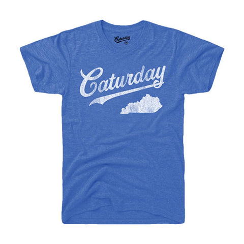 T-shirt d'équipage doux bleu chiné des Wildcats du Kentucky « caturday » - faire du sport