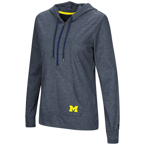 Michigan Wolverines WOMEN'S "Sugar" 1/2 Zip Thermal Hoodie T-Shirt - Sporting Up