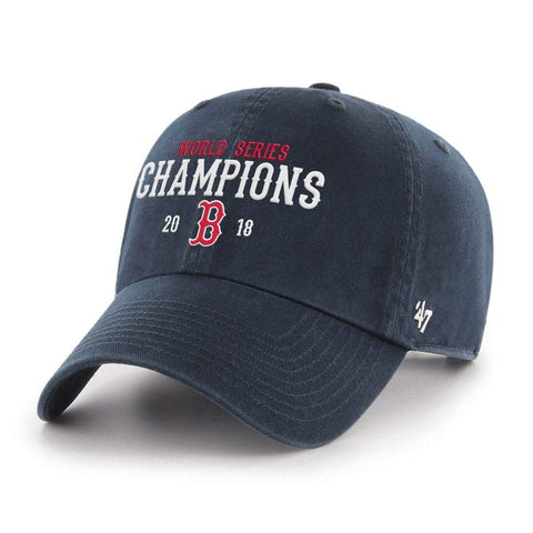Handla boston red sox 2018 världsmästare i serien 47 varumärke marinblå clean up hatt keps - sportig upp