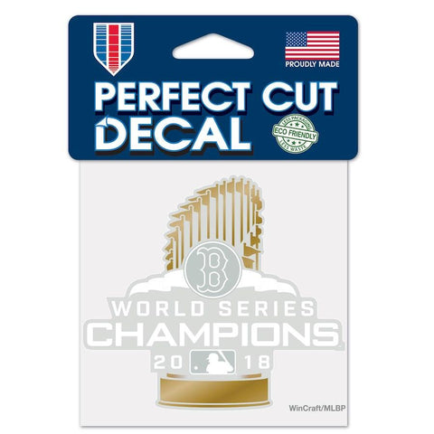Boston Red Sox 2018 MLB World Series Champions Gold Perfect Cut Dekal (4"x4") - Sporting Up