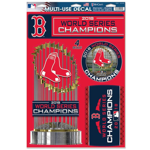 Feuille de décalcomanies multi-usages des champions de la série mondiale MLB des Red Sox de Boston 2018 (paquet de 4) - Sporting Up
