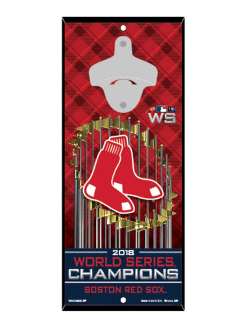 Boston Red Sox 2018 MLB World Series Champions Wincraft Flaschenöffner-Schild aus Holz – sportlich