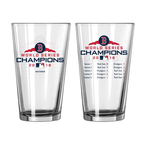 Shop Boston Red Sox 2018 World Series Champions Game Scores Summary Pint Glass (16oz) - Sporting Up