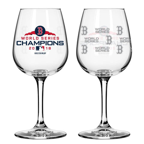Shop Boston Red Sox 2018 World Series Champions Boelter Satin Etch Wine Glass (12oz) - Sporting Up